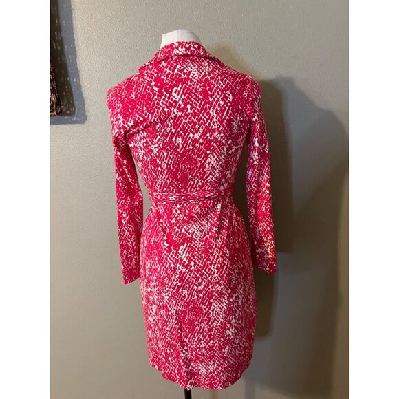 Diane Von Furstenberg Jeanne Wrap Dress 2 XS Pink Ivory Career Church NEW - Picture 3 of 11
